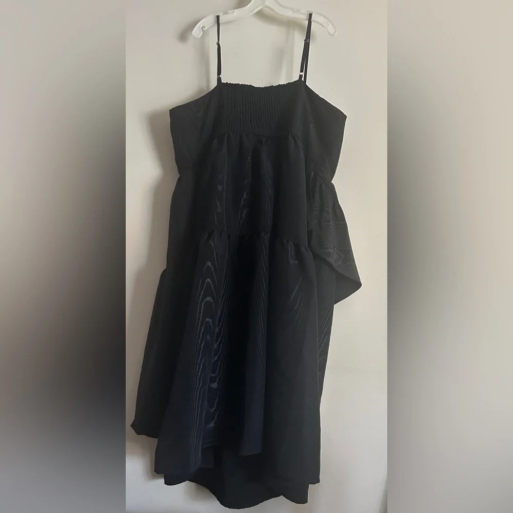 KATE SPADE Women’s Tiered Ruffle Midi Tank Dress -Black Plus Size 2x